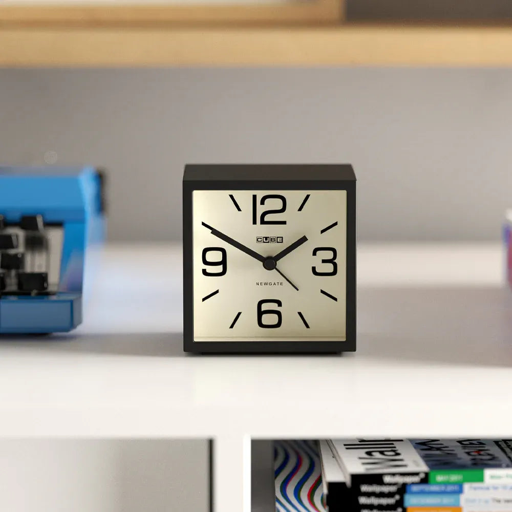 Newgate Cube Mantel Clock – Black
