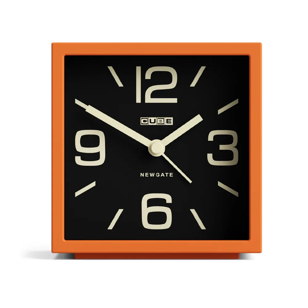 Newgate Cube Mantel Clock – Pumpkin Orange