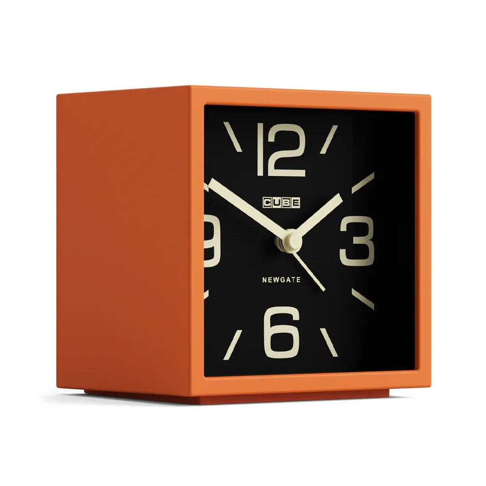 Newgate Cube Mantel Clock – Pumpkin Orange