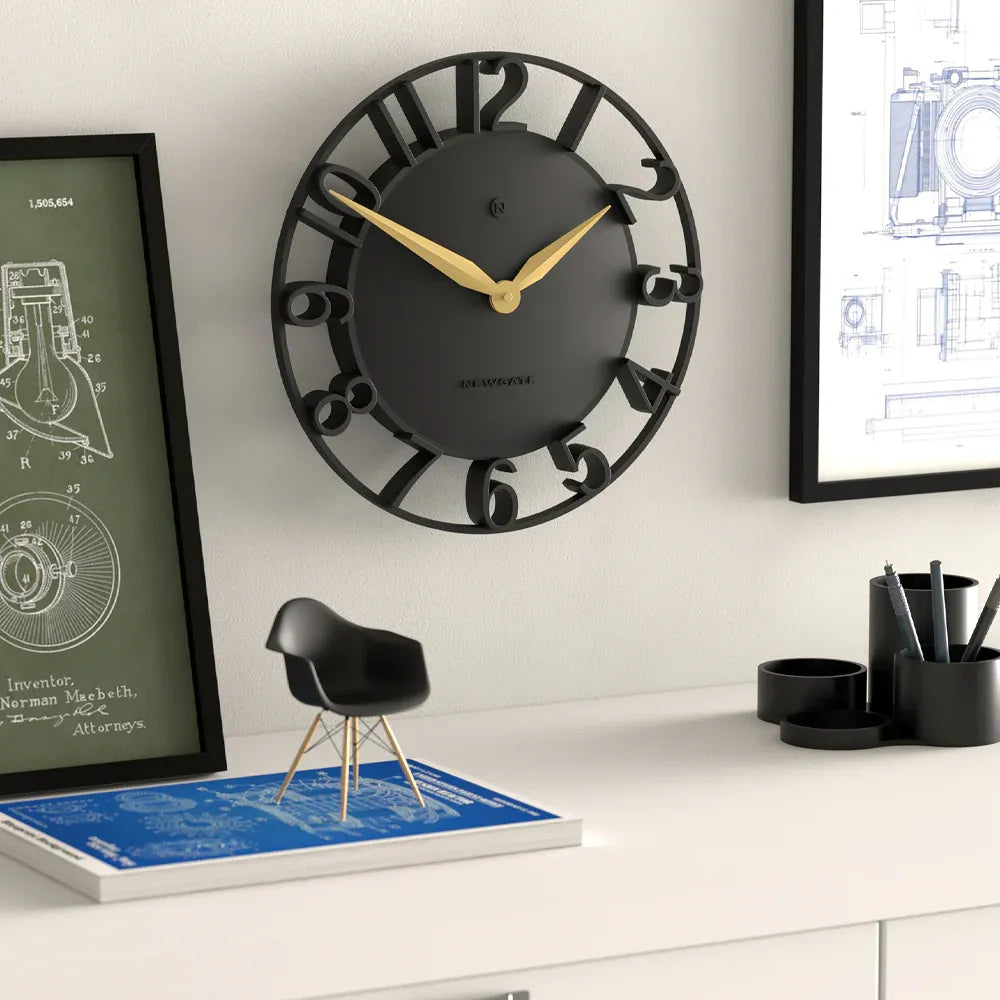 Newgate Time Traveller Wall Clock – Black