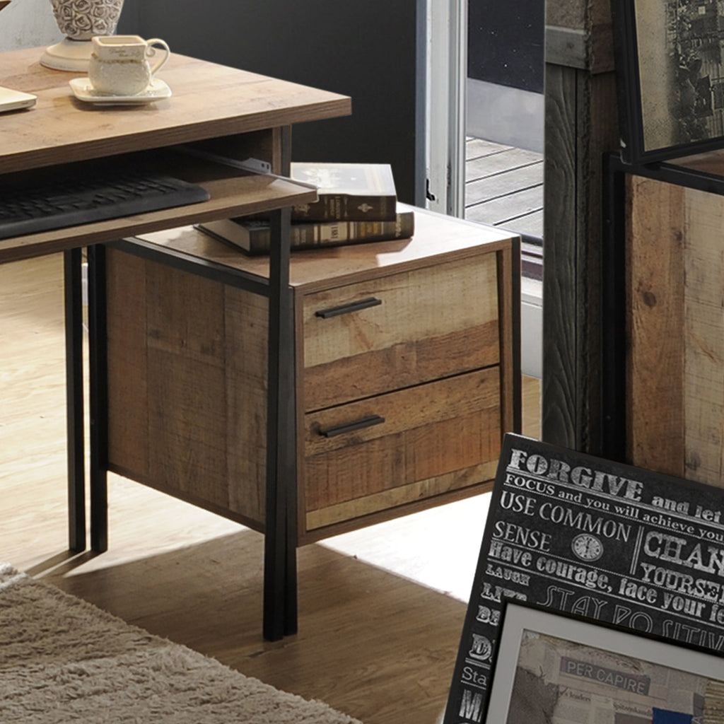Mascot 2-Drawer Bedside Table with Metal Frame – Oak Look