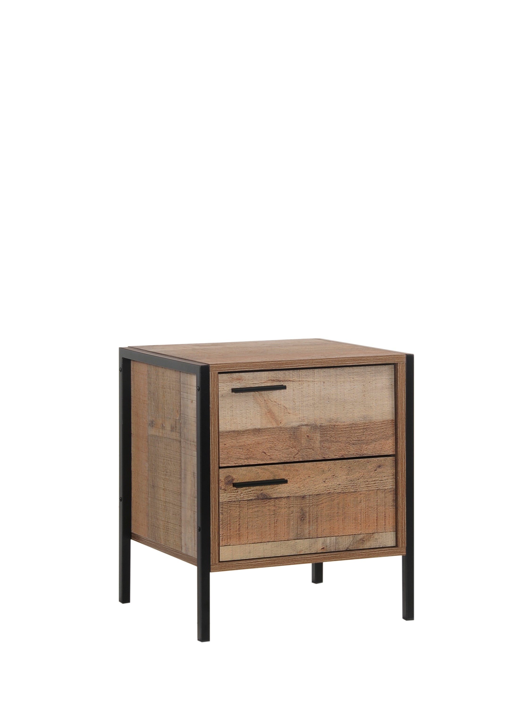 Mascot 2-Drawer Bedside Table with Metal Frame – Oak Look