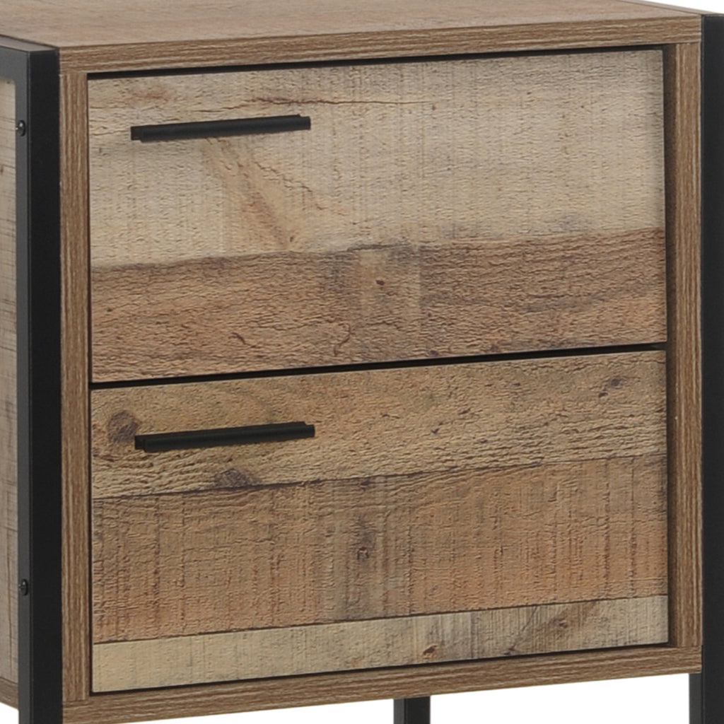 Mascot 2-Drawer Bedside Table with Metal Frame – Oak Look