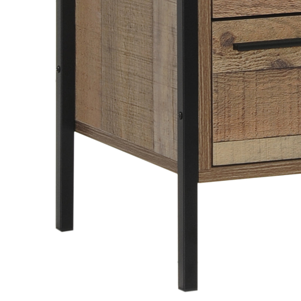 Mascot 2-Drawer Bedside Table with Metal Frame – Oak Look