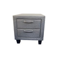 Megan Upholstered 2-Drawer Bedside Table – Light Grey