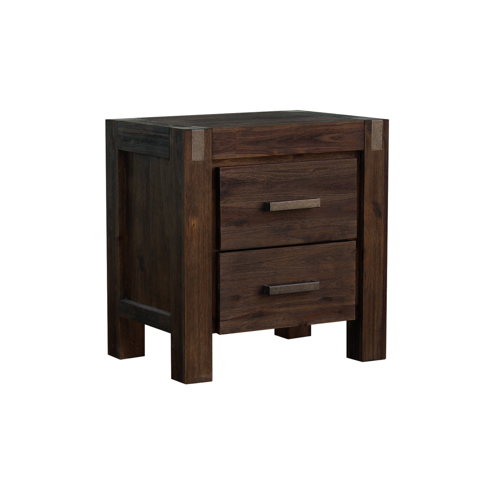 Nowra 2-Drawer Acacia Bedside Table – Chocolate