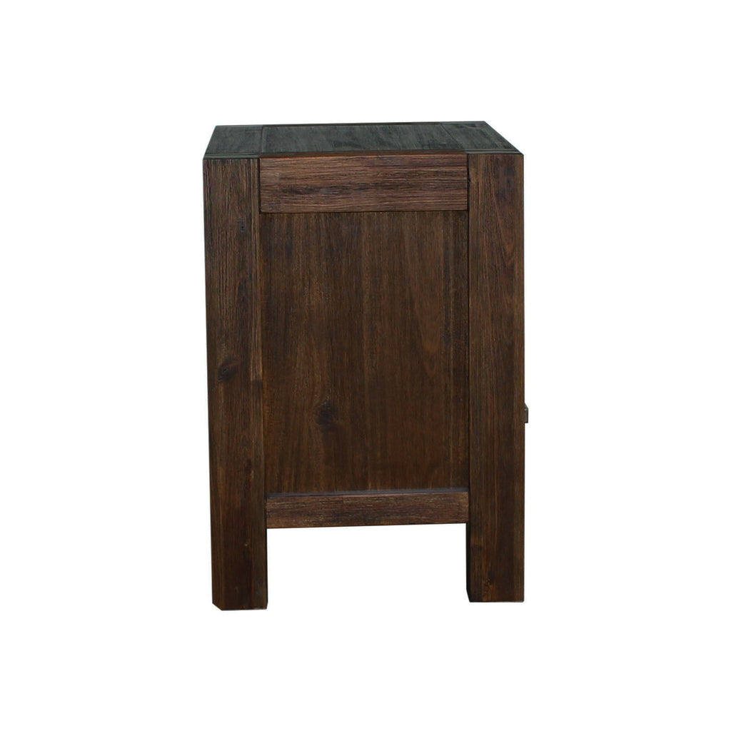 Nowra 2-Drawer Acacia Bedside Table – Chocolate