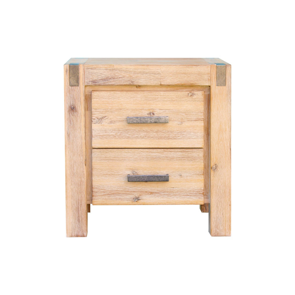 Nowra 2-Drawer Acacia Bedside Table – Oak look