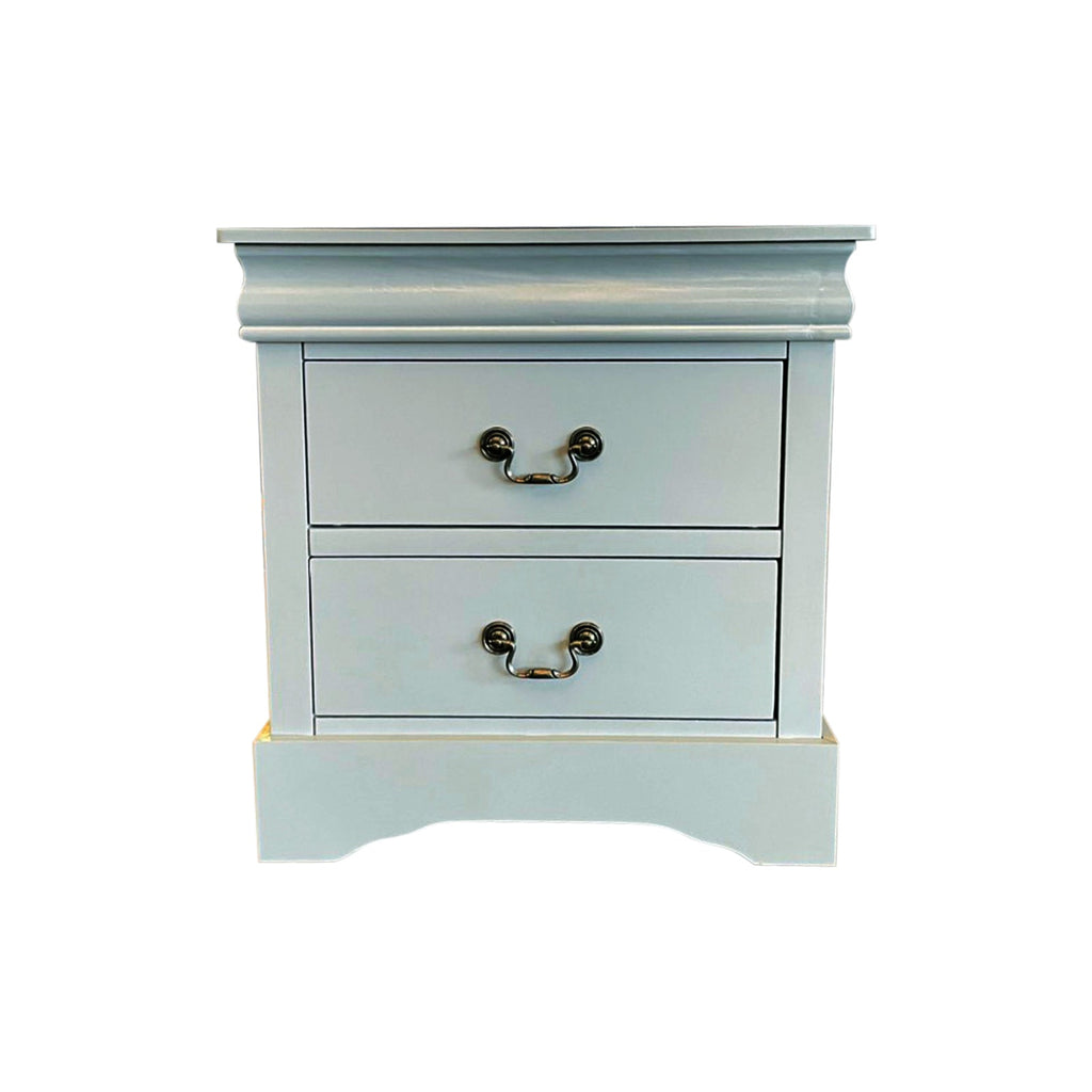 Spencer 2-Drawer Bedside Table – Grey