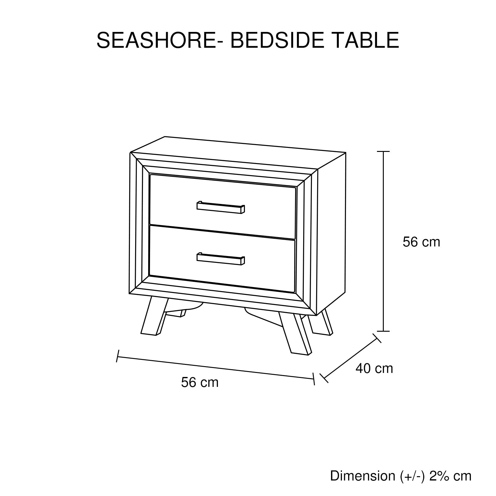 Seashore 2-Drawer Acacia Bedside Table – Silver-Brushed Finish