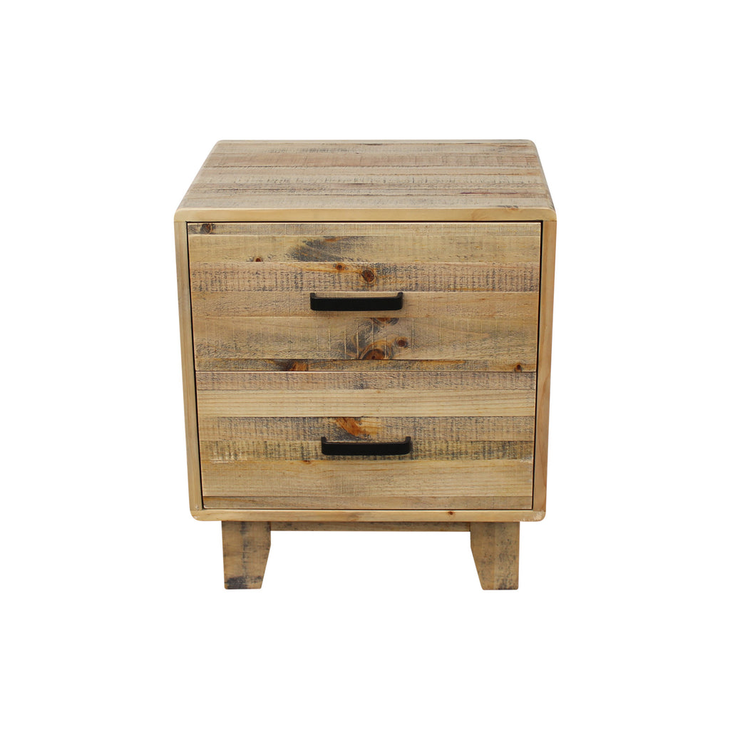 Woodland 2-Drawer Pine-Plywood Bedside Table – Light Brown