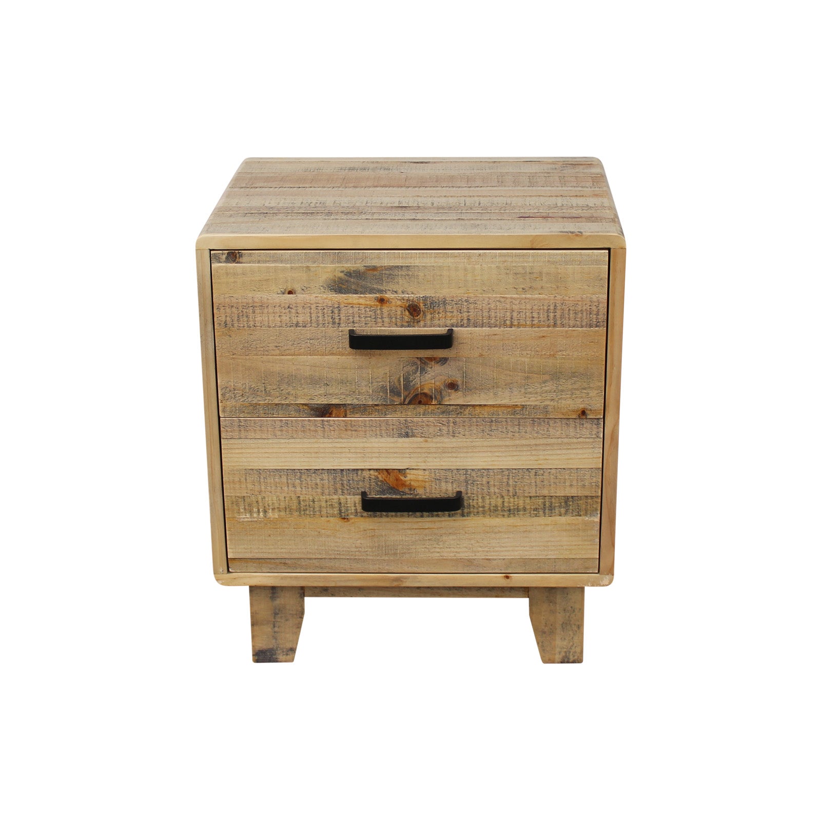 Woodland 2-Drawer Pine-Plywood Bedside Table – Light Brown