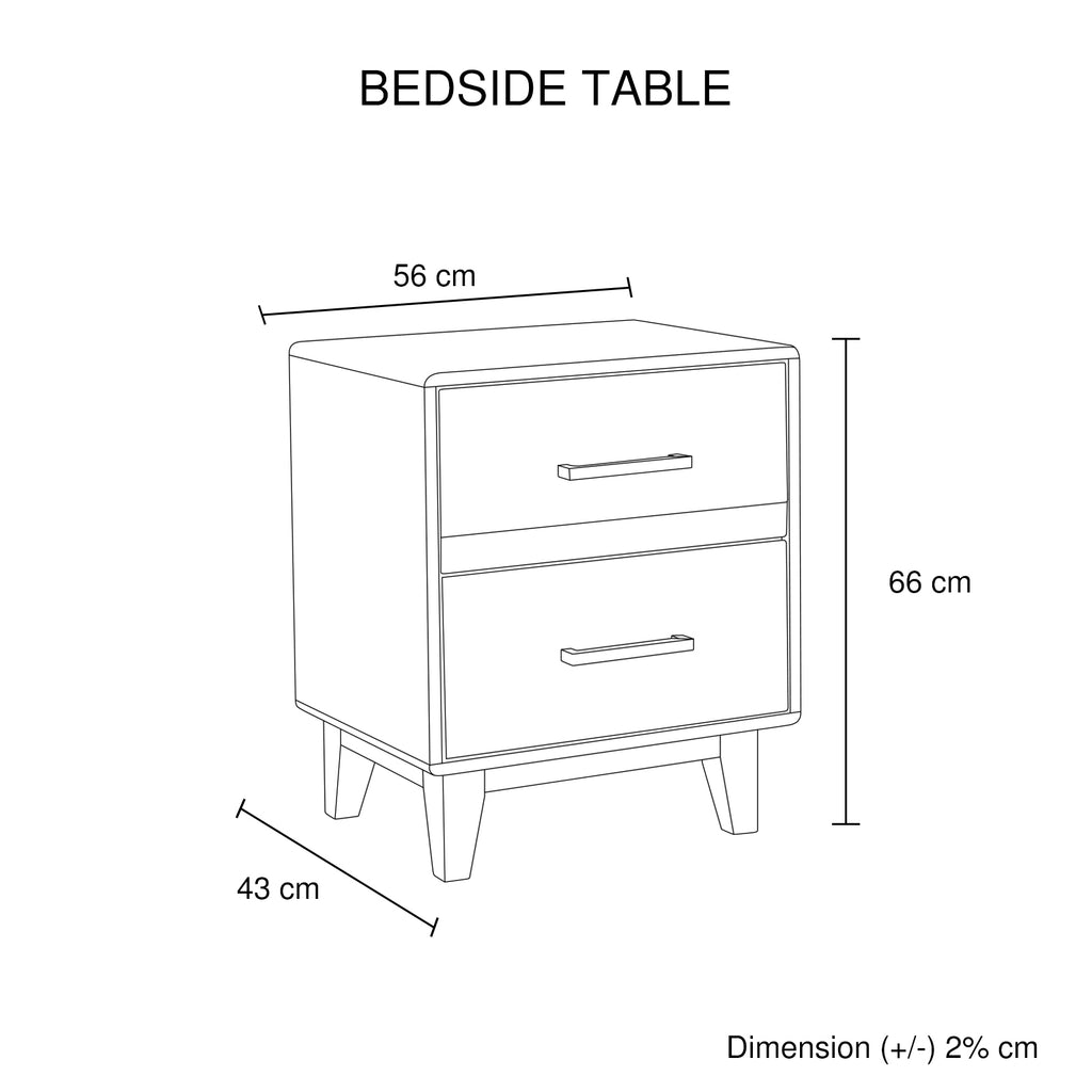 Woodland 2-Drawer Pine-Plywood Bedside Table – Light Brown