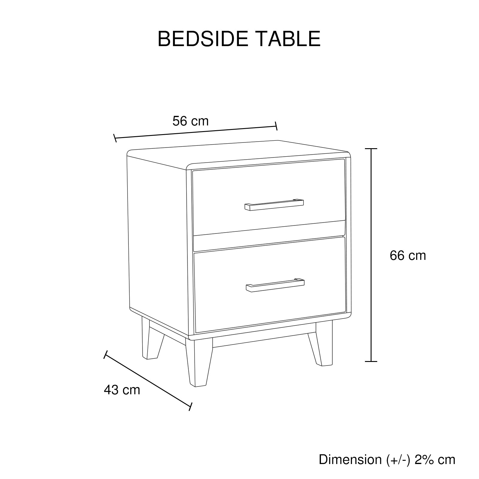 Woodland 2-Drawer Pine-Plywood Bedside Table – Light Brown