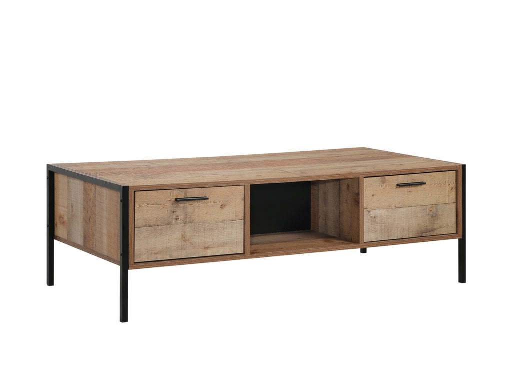 Mascot Two-Drawer Coffee Table – Oak and Black