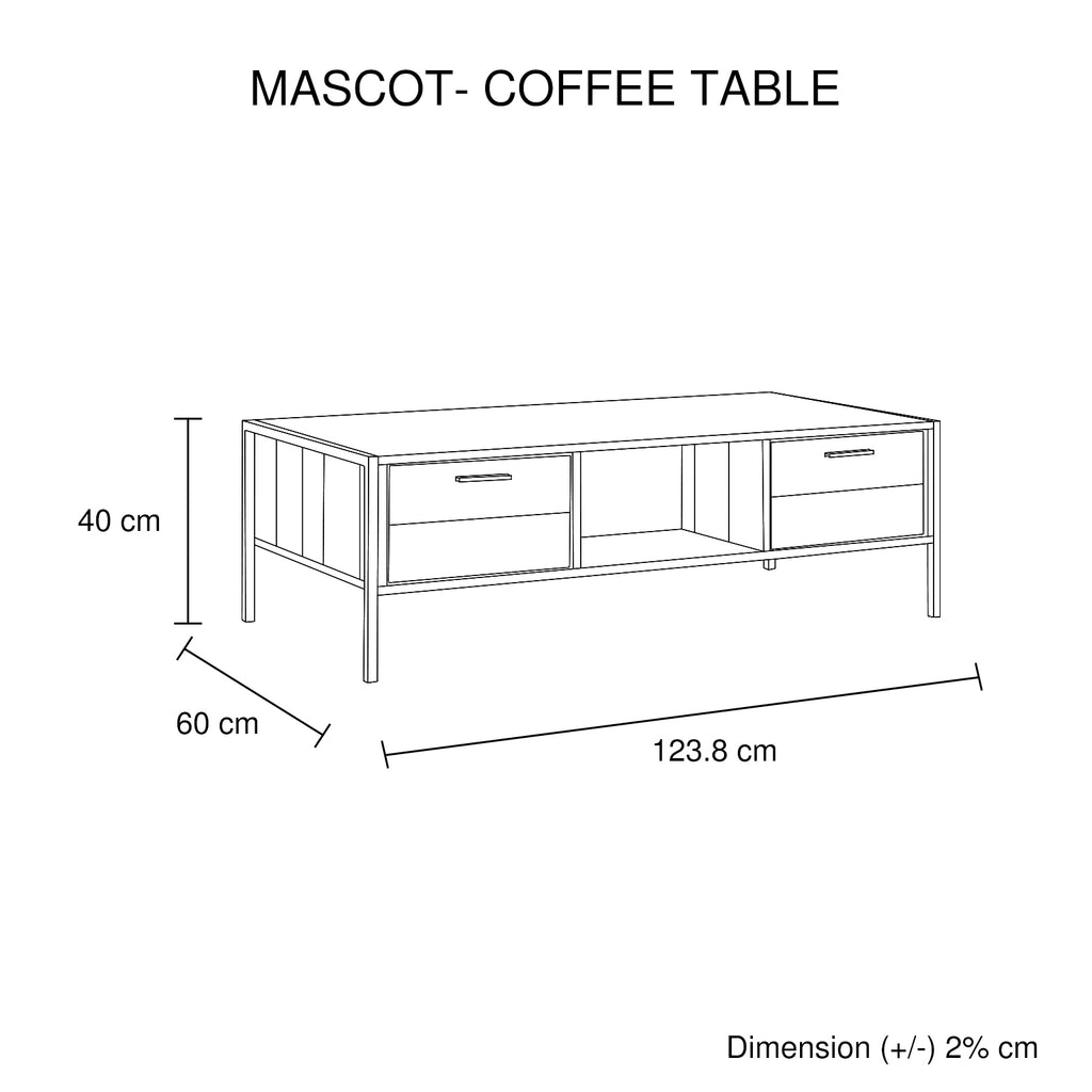 Mascot Two-Drawer Coffee Table – Oak and Black