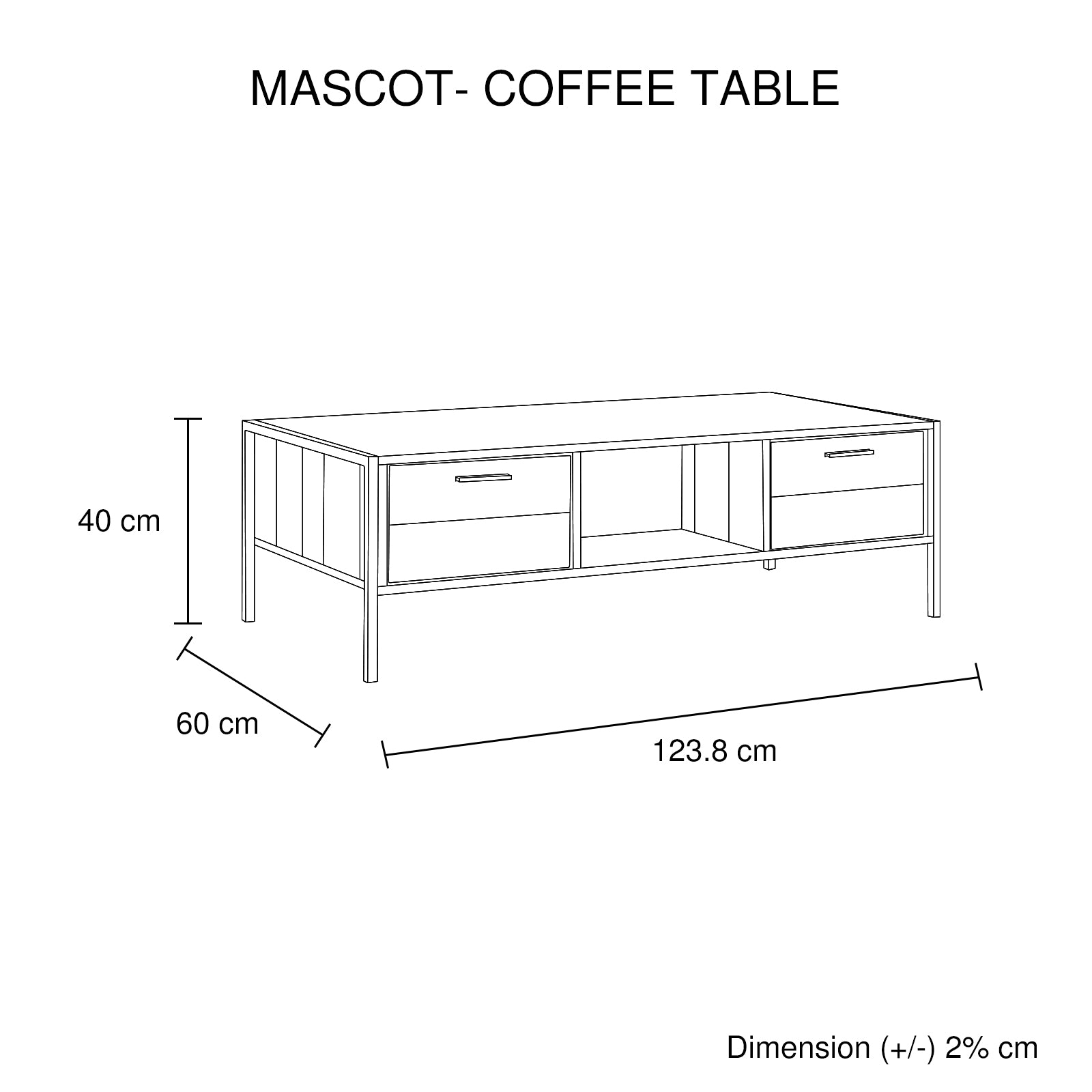 Mascot Two-Drawer Coffee Table – Oak and Black