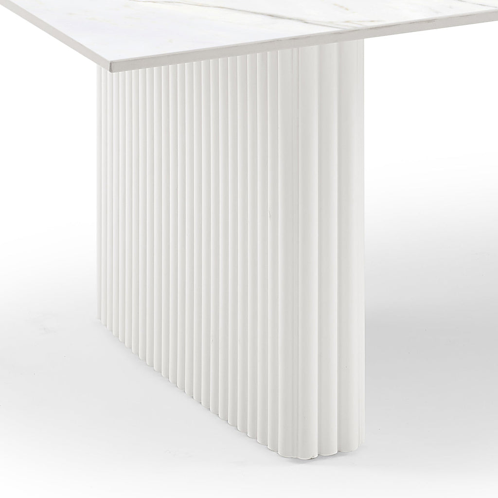 Coffee Table Sintered Stone Top MDF Table Base Glossy White