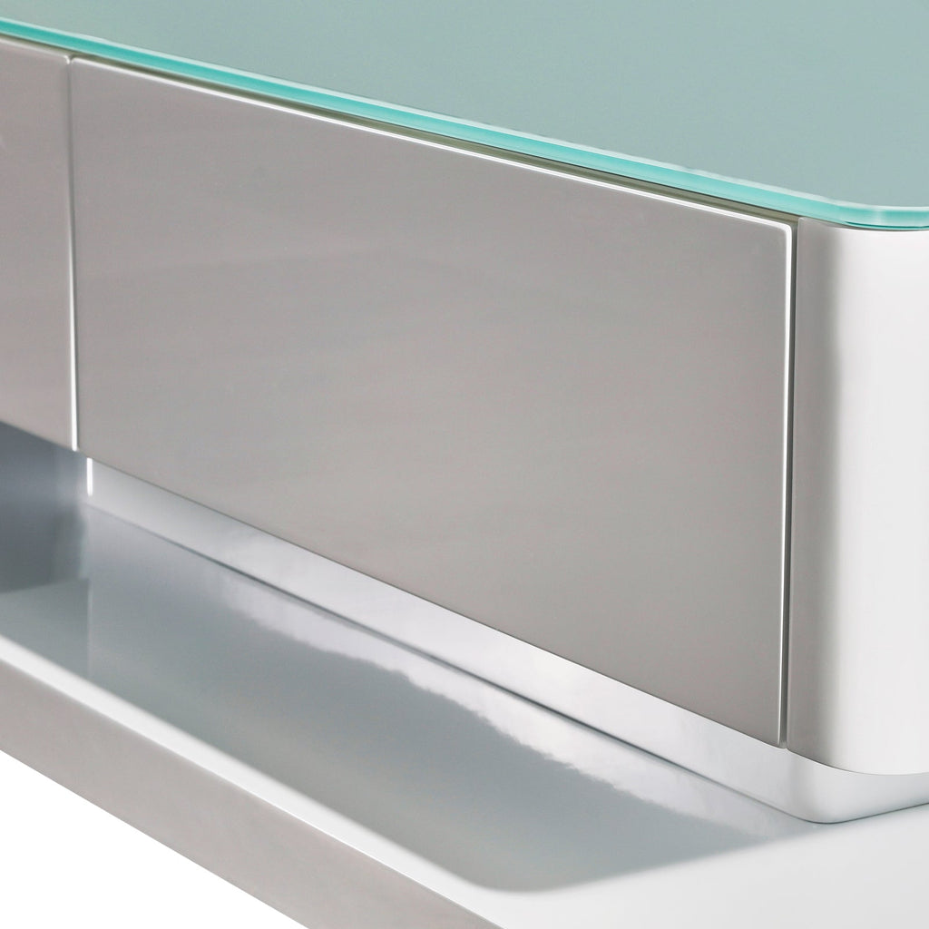 Stylish Coffee Table High Gloss Finish Shiny White Colour with 4 Drawers Storage