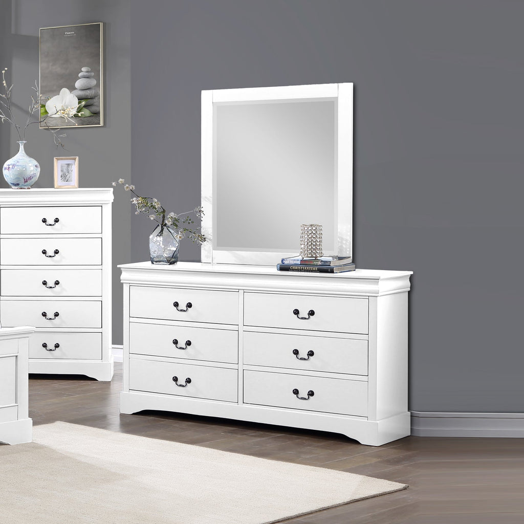Spencer 6-Drawer Dresser with Mirror – White