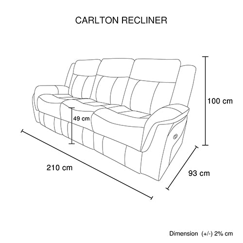 Carlton 3+2+1 Grey Fabric Recliner Sofa Suite