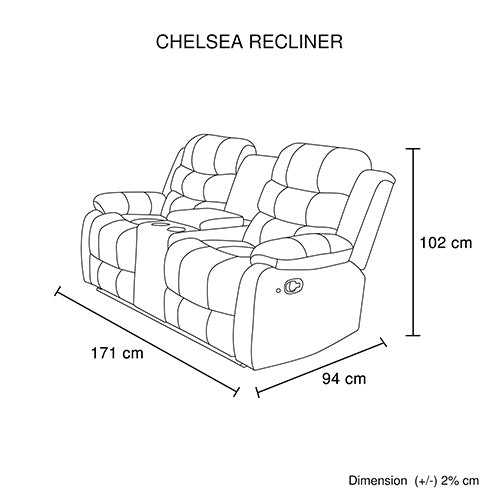 Chelsea 3+2+1 Black Leatherette Recliner Sofa Suite with LED Lighting