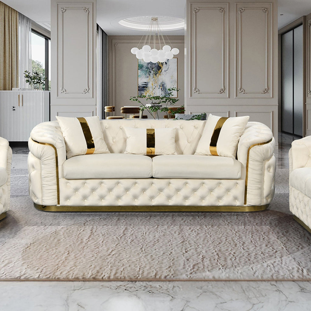 Duke 3+1+1-Seater Velvet Sofa Set – Beige
