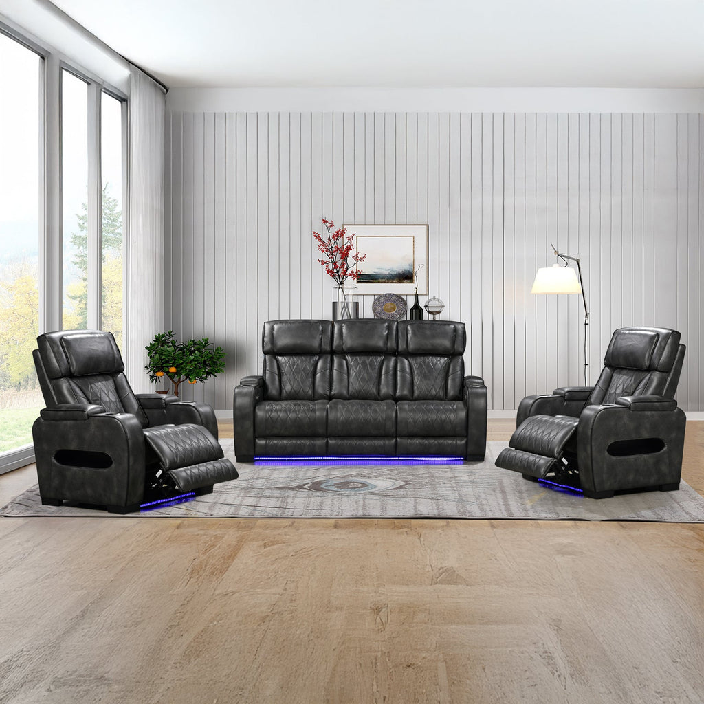 Empire 3+1+1-Seater Electric Recliner Suite – Dark Grey