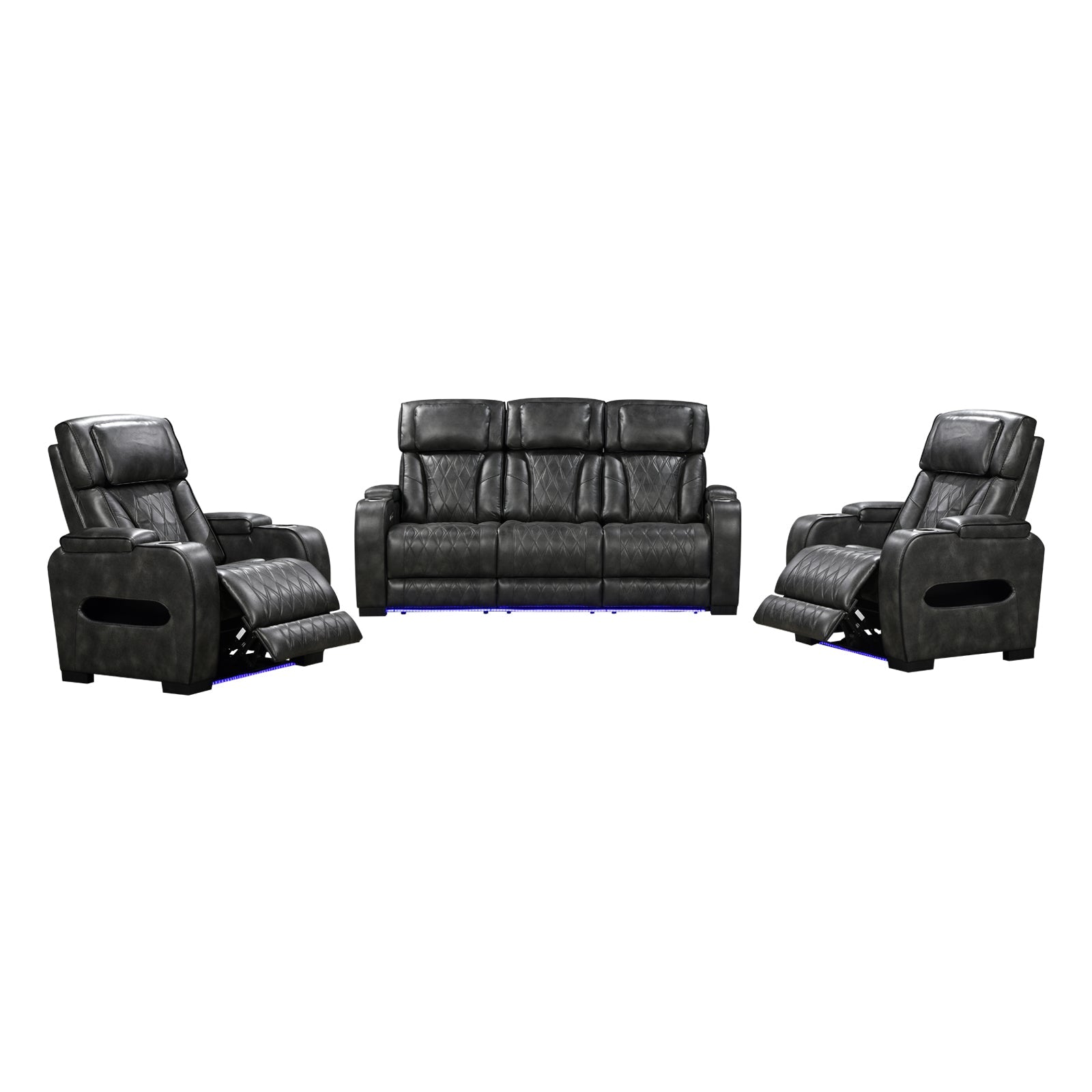 Empire 3+1+1-Seater Electric Recliner Suite – Dark Grey