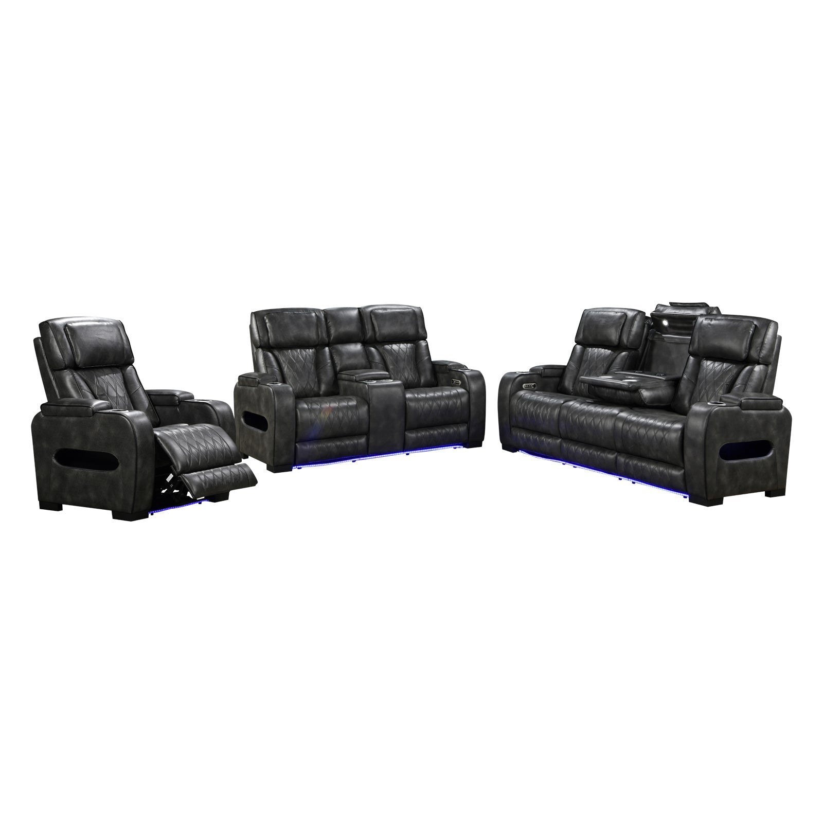 Empire 3+2+1-Seater Electric Recliner Suite – Dark Grey