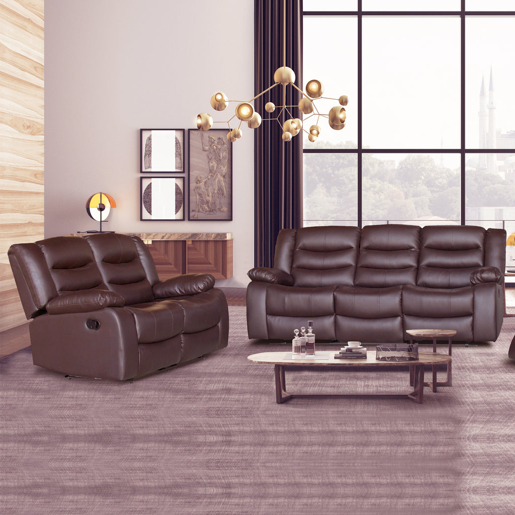 Fantasy 3+2-Seater Faux Leather Recliner Suite – Brown