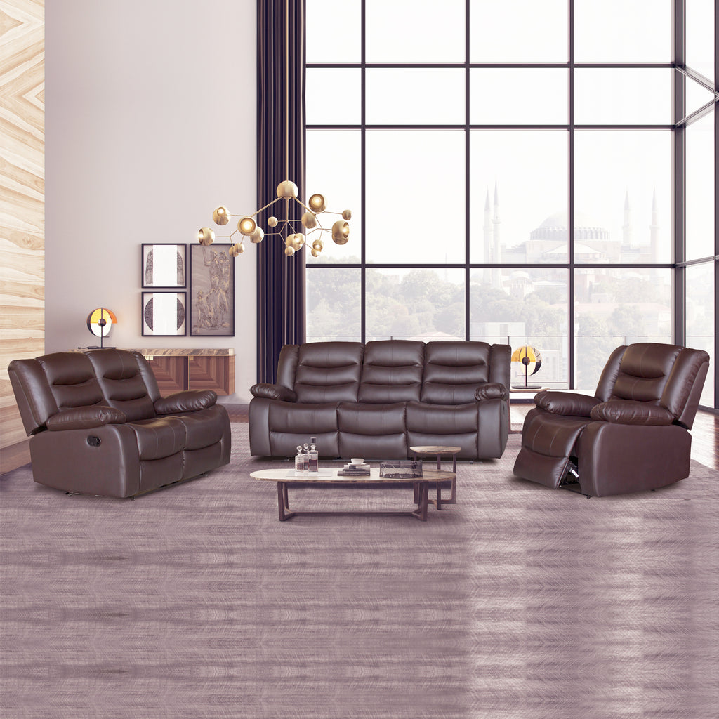Fantasy 3+2+1-Seater Faux Leather Recliner Suite – Brown