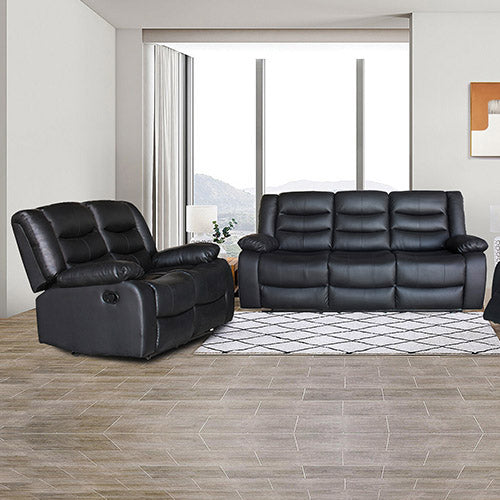 Fantasy 3+2-Seater Faux Leather Recliner Suite – Black