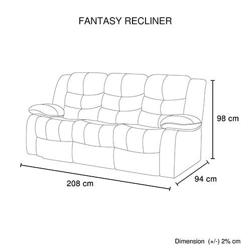 Fantasy 3+2-Seater Faux Leather Recliner Suite – Black