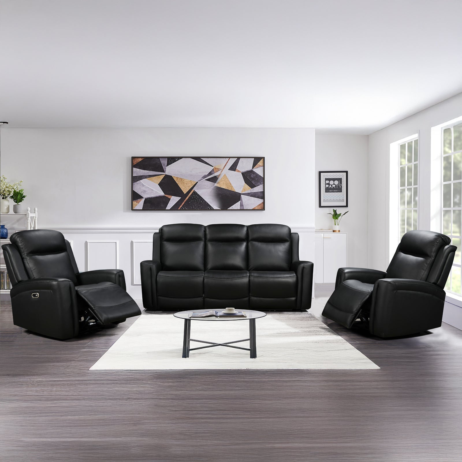 Phoenix 3+1+1-Seater Electric Recliner Suite – Black