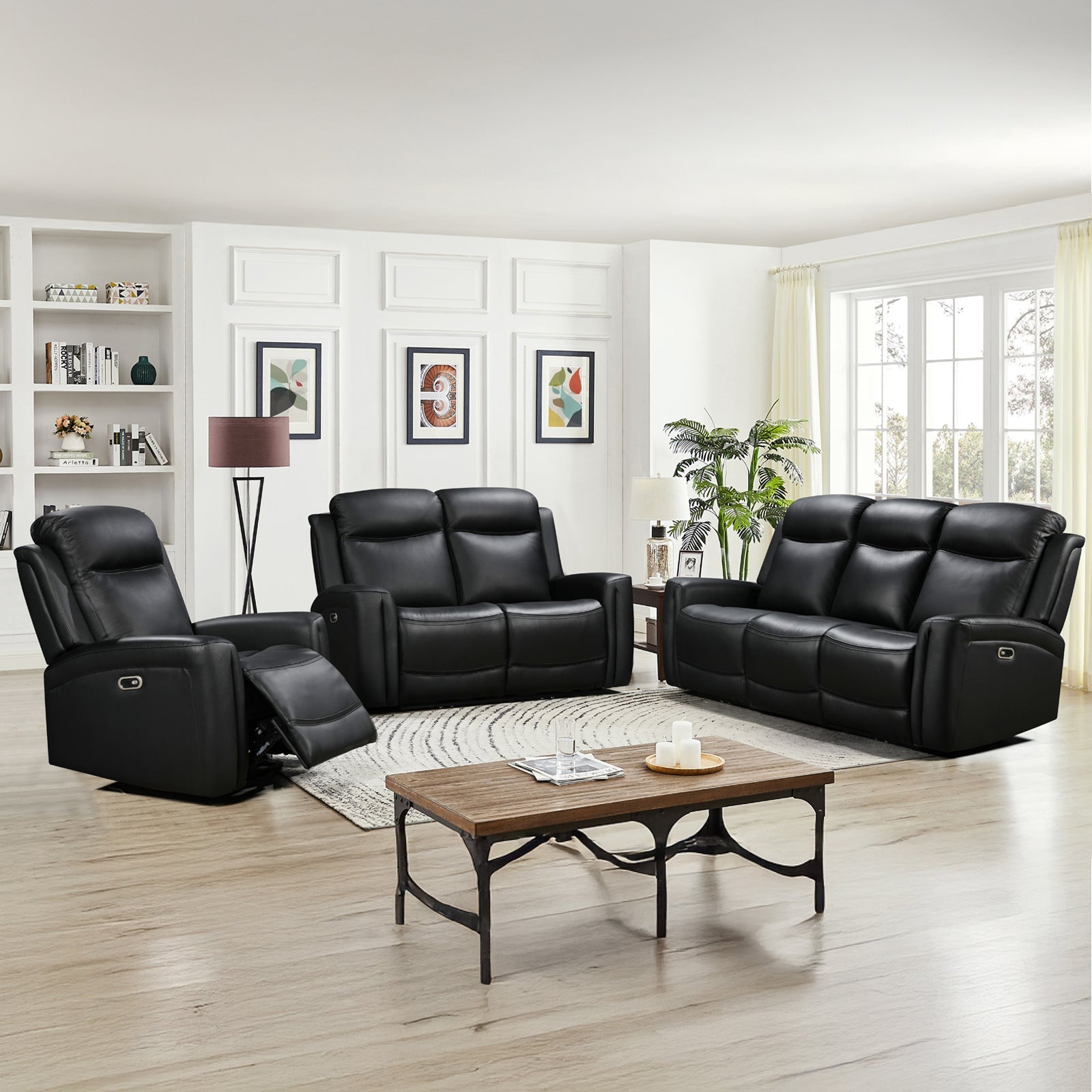 3+2+1-Seater Electric Recliner Suite – Black