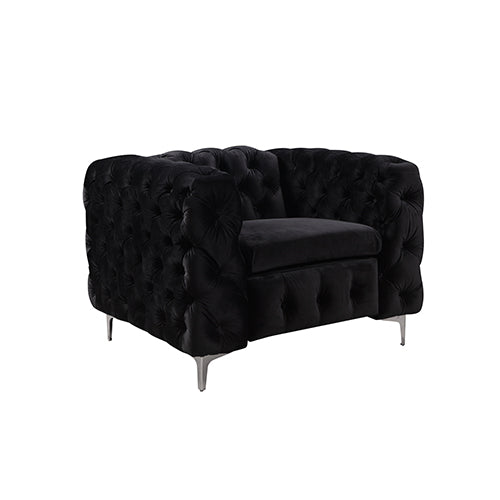 Jacques 3+2+1 Black Velvet Button-Tufted Sofa Suite