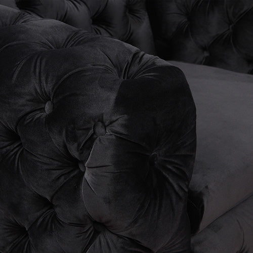 Jacques 3+2+1 Black Velvet Button-Tufted Sofa Suite