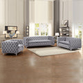 Jacques 3+2+1 Grey Velvet Button-Tufted Sofa Suite
