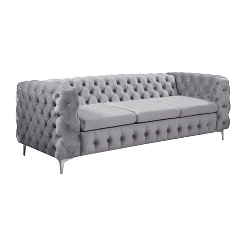 Jacques 3+2+1 Grey Velvet Button-Tufted Sofa Suite