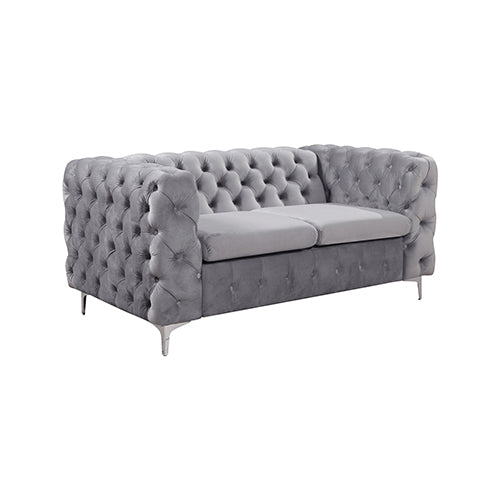 Jacques 3+2+1 Grey Velvet Button-Tufted Sofa Suite