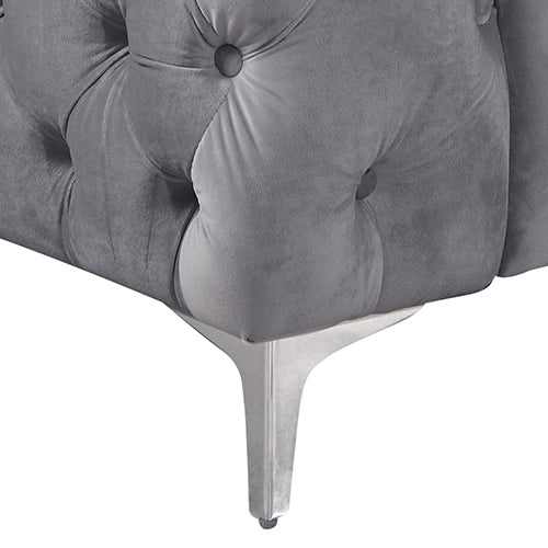 Jacques 3+2+1 Grey Velvet Button-Tufted Sofa Suite