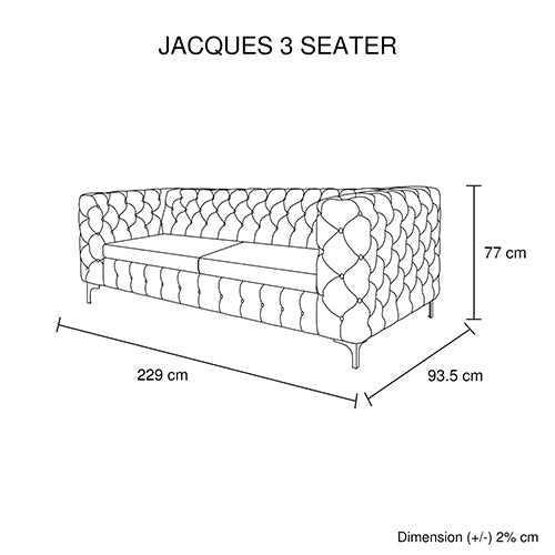Jacques 3+2+1 Grey Velvet Button-Tufted Sofa Suite