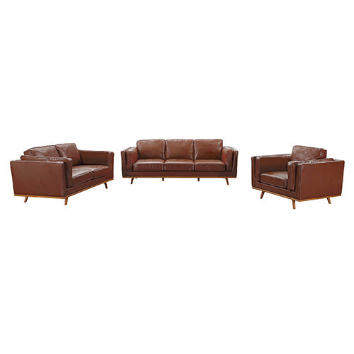 3+2 Seater Brown Leather Sofa Set
