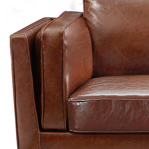 York 3+2+1 Brown Upholstered Sofa Suite with Timber Legs