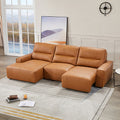 Albany 3-Seater Leather Sectional Sofa Bed – Tan