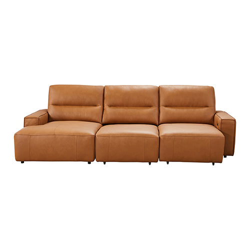 Albany 3-Seater Leather Sectional Sofa Bed – Tan