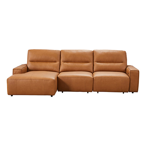 Albany 3-Seater Leather Sectional Sofa Bed – Tan