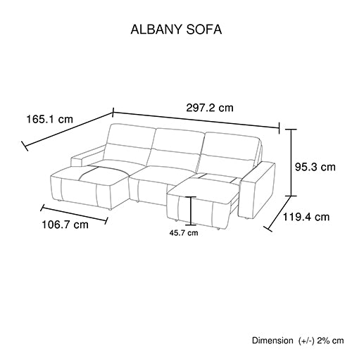 Albany 3-Seater Leather Sectional Sofa Bed – Tan