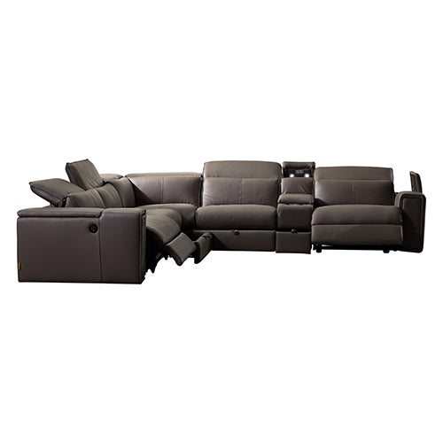 Atlanta 6-Seater Grey Leather Electric Recliner Corner Sofa